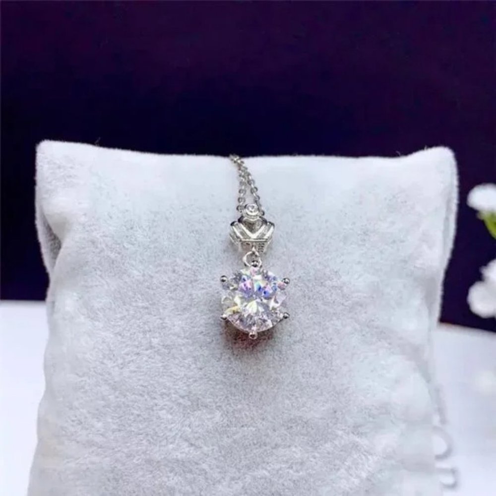 Certified 5ct. t.w. Diamond Moissanite Crown Necklace NEW - Picture 7 of 10